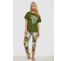 Піжама жіноча з принтом, колір зелений, 243R15247