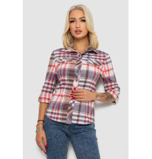 Рубашка женская в клетку, цвет молочно-красный, 230R063