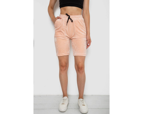 Шорти жіночі однотонні велюрові, колір персиковий, 238R58169