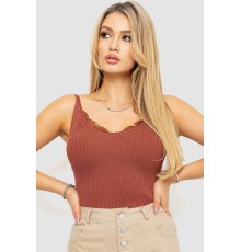 Майка жіноча в рубчик, колір коричневий, 204R020-1