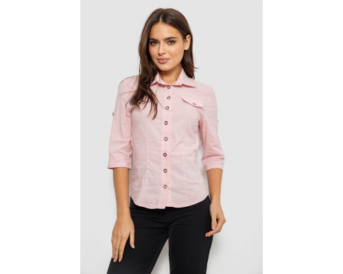 Рубашка женская однотонная, цвет розовый, 230R068-5