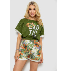 Пижама женская с принтом, цвет зеленый, 243R15452