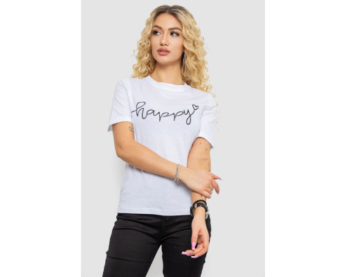 Жіноча футболка з принтом, колір білий, 241R126