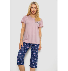 Піжама жіноча з принтом, колір пудровий, 243R10248