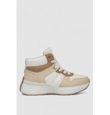 Кроссовки женские зимние на меху, цвет бело-бежевый, 248RXM17 Кроссовки женские зимние на меху, цвет бело-бежевый, 248RXM17