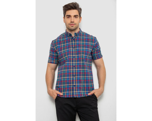 Рубашка мужская в клетку, цвет синий, 214R842