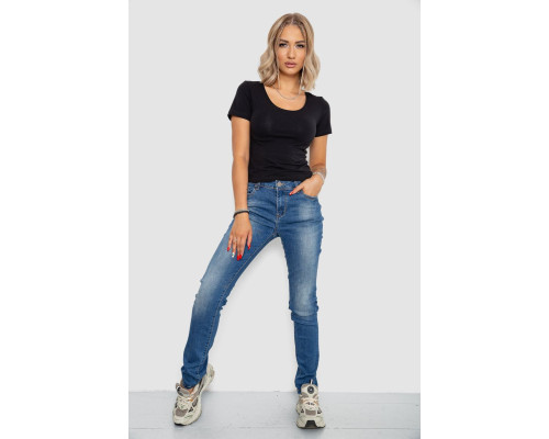 Футболка женская однотонная, цвет черный, 102R1101