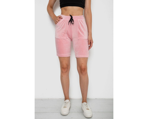 Шорты женские однотонные велюровые, цвет пудровый, 238R58169