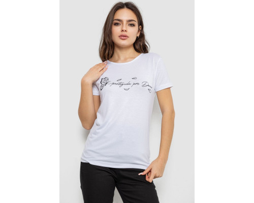 Футболка жіноча з принтом, колір білий, 244R508