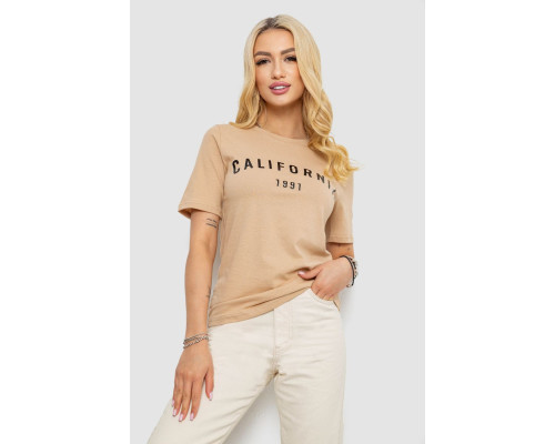 Футболка жіноча з принтом 241R130, колір бежевий, 241R131