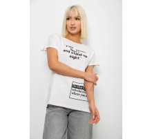 Футболка женская с принтом, цвет молочный, 244R2004