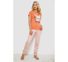 Піжама жіноча з принтом, колір помаранчевий, 243R15846