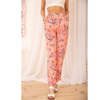 Летние хлопковые штаны, с цветочным принтом, цвет Персиковый, 172R65-1