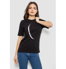 Футболка жіноча з принтом, колір чорний, 241R1830
