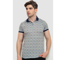 Поло чоловіче з принтом, колір молочно-зелений, 214R7003