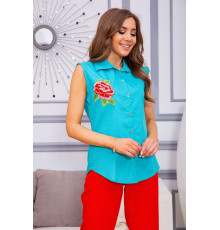 Жіноча сорочка без рукавів, м'ятного кольору с вишивкою, 172R205