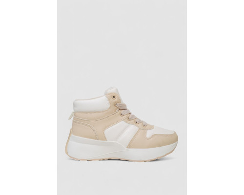 Кроссовки женские зимние на меху, цвет молочно-бежевый, 248RXM17