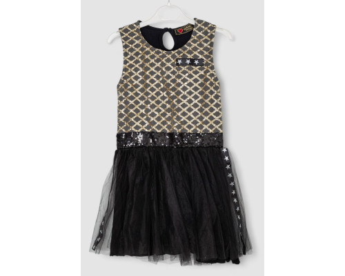 Платье для девочек нарядное, цвет черно-золотой, 247R330