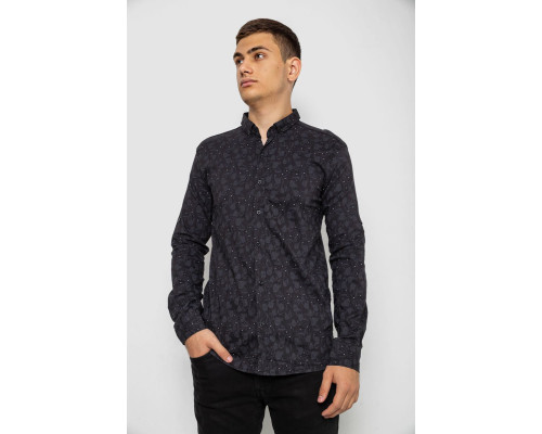 Рубашка мужская с принтом, цвет черный, 214R814