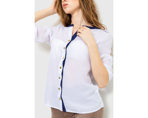 Блуза классическая, цвет бело-синий, 230R111