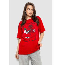 Футболка жіноча з принтом, колір червоний, 244R2009 Футболка жіноча з принтом, колір червоний, 244R2009