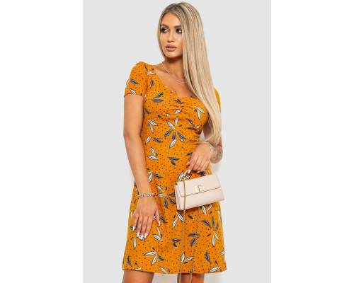 Платье с принтом повседневное, цвет коричневый, 244R283