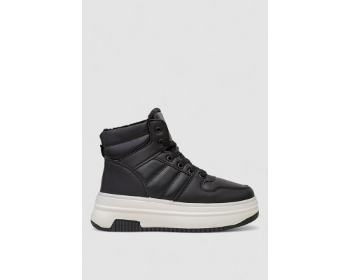 Кроссовки женские зимние на меху, цвет черно-белый, 248RAM022