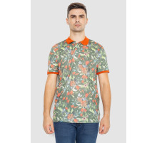 Поло мужское с принтом, цвет оранжево-зеленый, 247R310