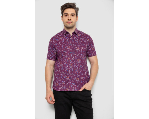 Рубашка мужская с принтом, цвет сливовый, 214R6917-91