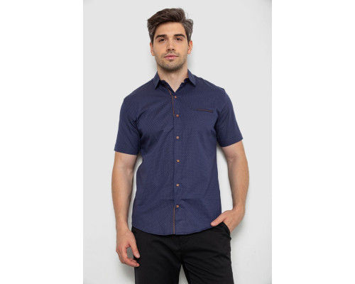 Сорочка чоловіча з принтом, колір синьо-бежевий, 214R7128