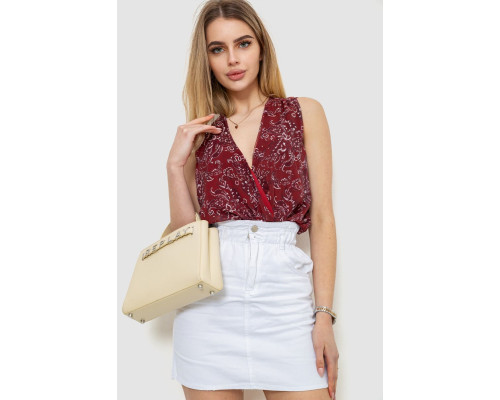 Боді з квітковим принтом, колір бордовий, 244R080