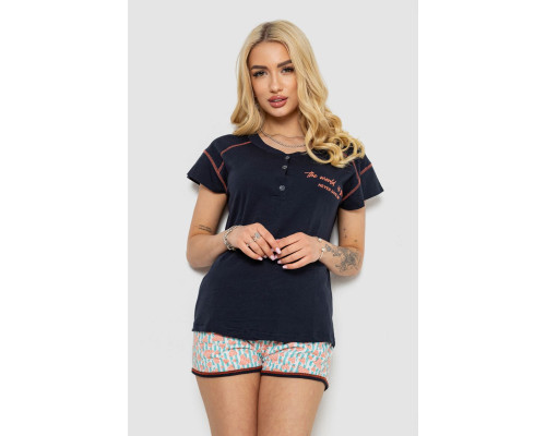 Пижама женская с принтом, цвет синий, 243R0004-P18