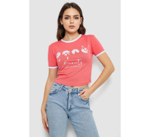 Футболка-топ женская с принтом, цвет коралловый, 244R604
