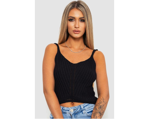 Топ женский вязаный, цвет черный, 244R287