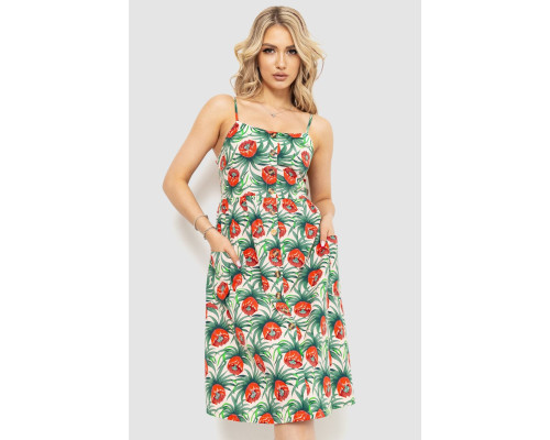 Сарафан жен.ский с цветочным принтом, цвет красно-зеленый, 221R1932