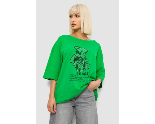 Футболка женская с принтом, цвет зеленый, 244R2029-5