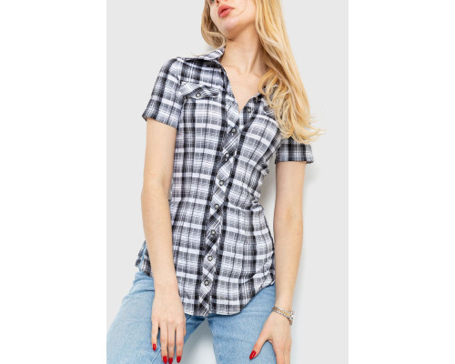 Рубашка женская в клетку, цвет черно-белый, 230R065