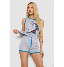 Жіноча піжама з принтом, колір сіро-блакитний, 238RB40