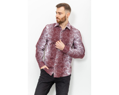 Сорочка чоловіча в смужку, колір біло-бордовий, 131R140125