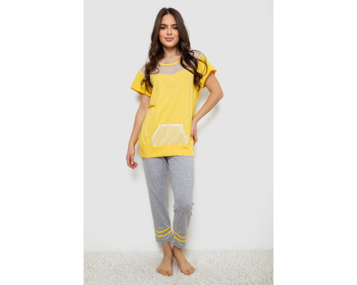 Піжама жіноча з принтом, колір жовтий, 243R1600-032