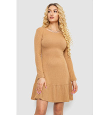 Платье трикотажное с оборкой, цвет бежевый, 230R0112