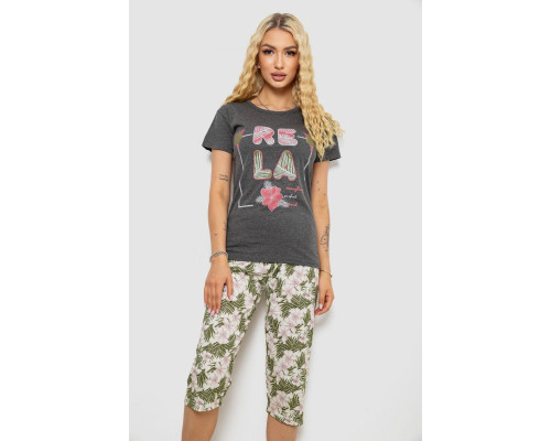 Пижама женская с принтом, цвет серый, 243R3755
