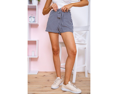 Женские шорты, в сине-белую полоску с поясом, 172R009