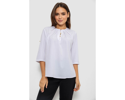 Блуза однотонна, колір білий, 230R112-10