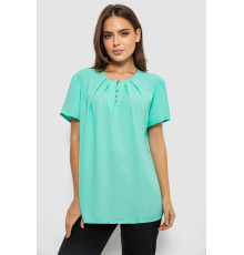 Блуза однотонна, колір м'ятний, 230R112-15