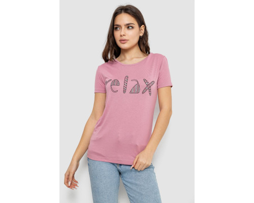 Футболка женская с принтом, цвет пудровый, 244R610