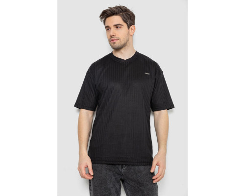 Футболка чоловіча однотонна, колір чорний, 247R3140