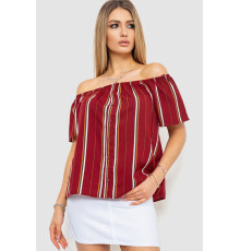 Блуза в смужку, колір бордовий, 244R088-1