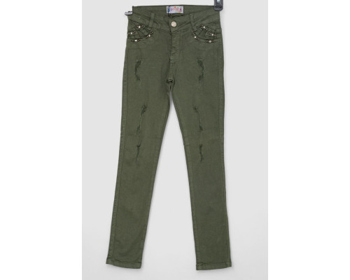 Джинси для дівчаток, колір хакі, 247R10043