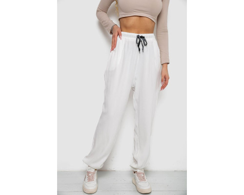 Штани жіночі катонові, колір білий, 244RLE-071